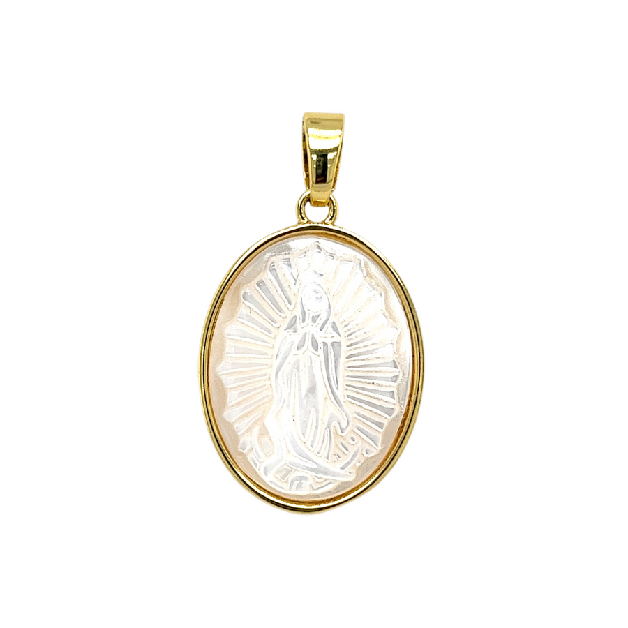 Oval Mother Pearl Our Lady of Guadalupe Pendant