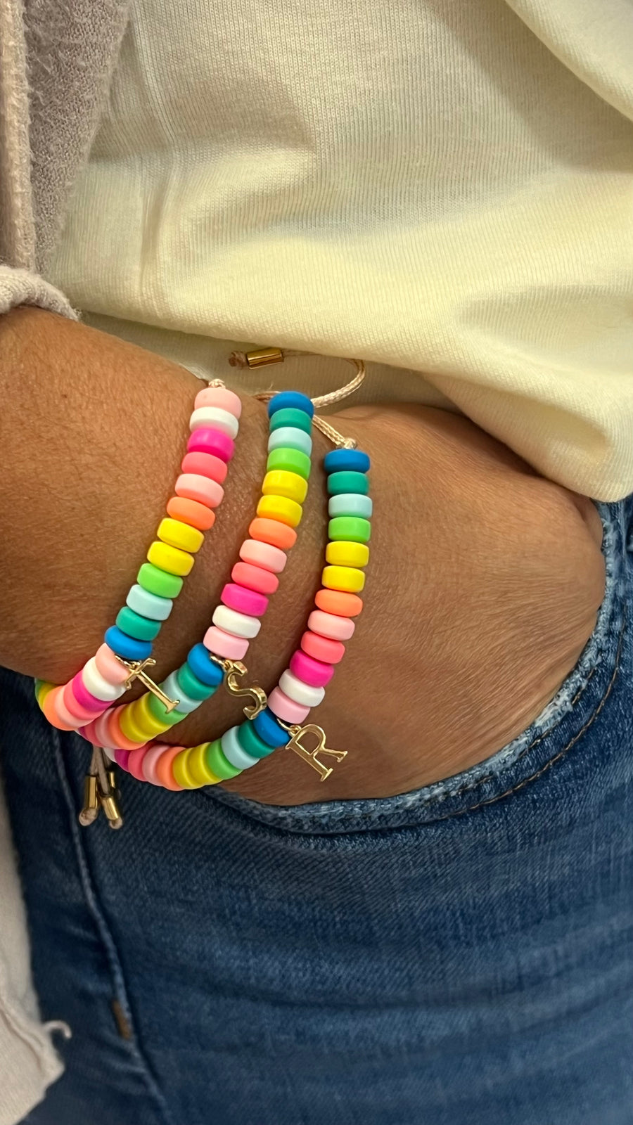 Colorful Beaded Initial Bracelets