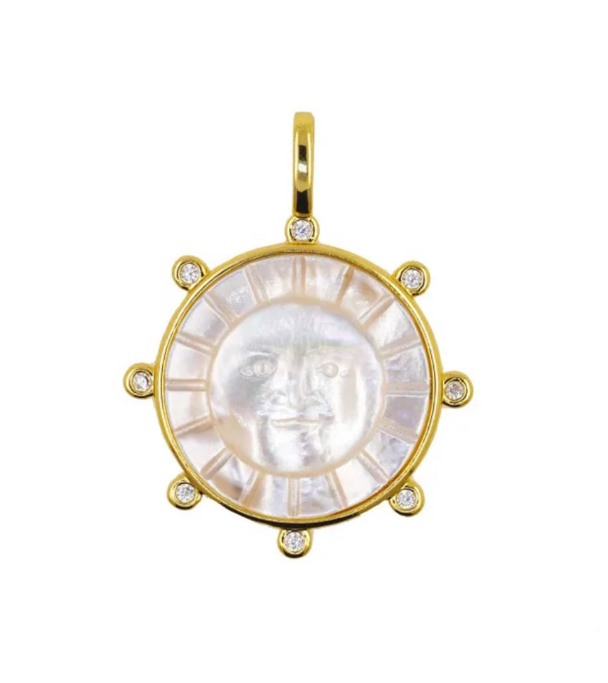 Mother of Pearl Sun Gold Plated Charm