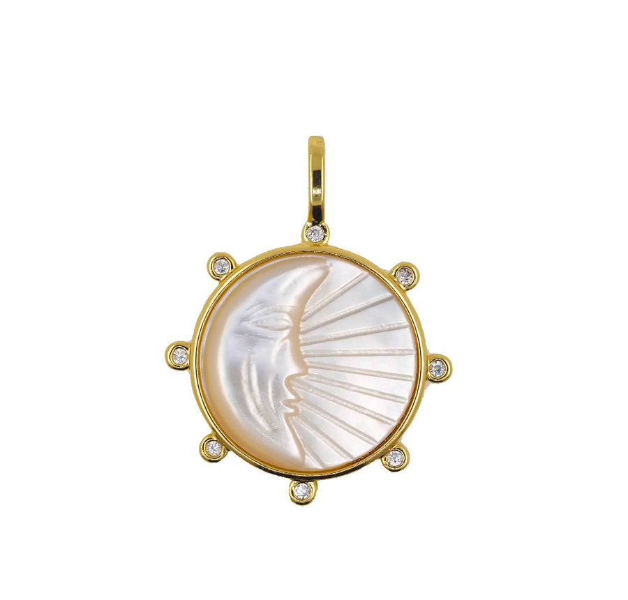 Mother of Pearl Moon Gold Plated Charm