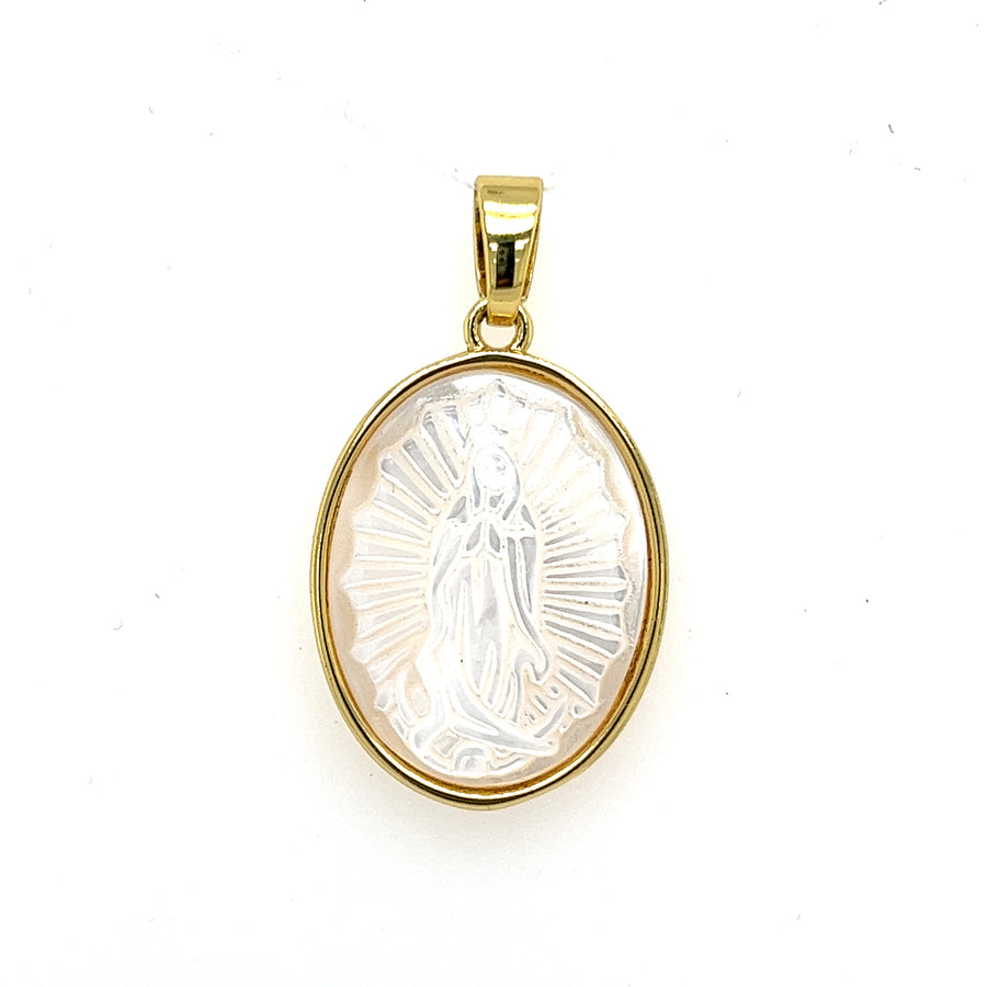 Oval Mother Pearl Our Lady of Guadalupe Pendant