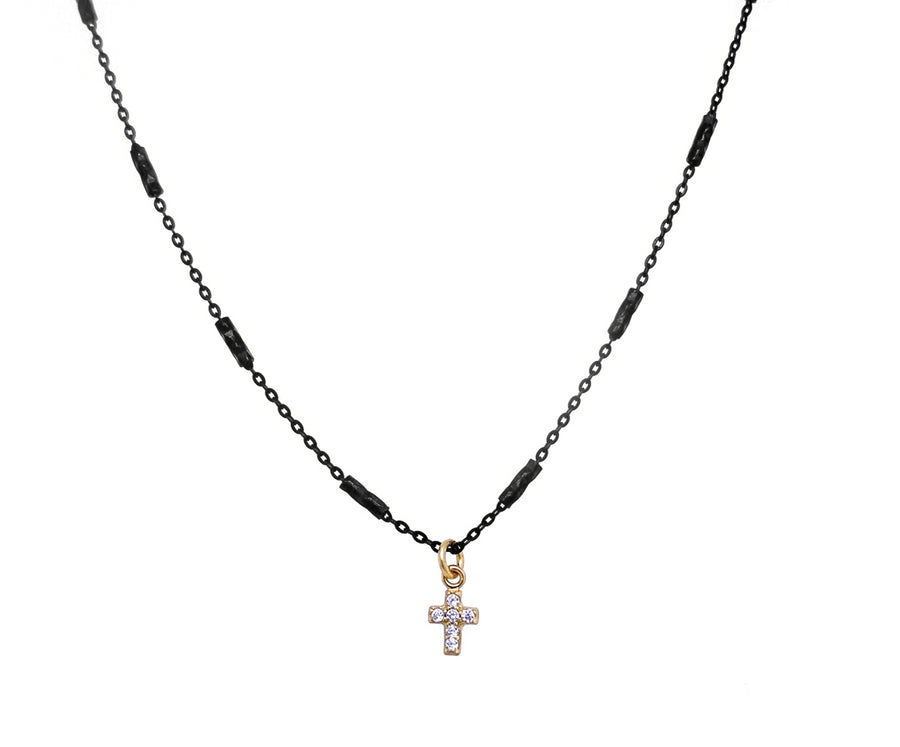 Cross Black Rhodium & Zirconia Necklace