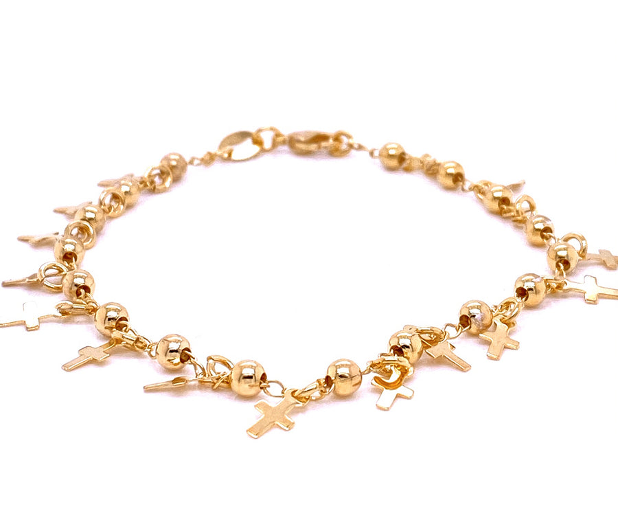 Beads & Cross Gold plated Bracelet