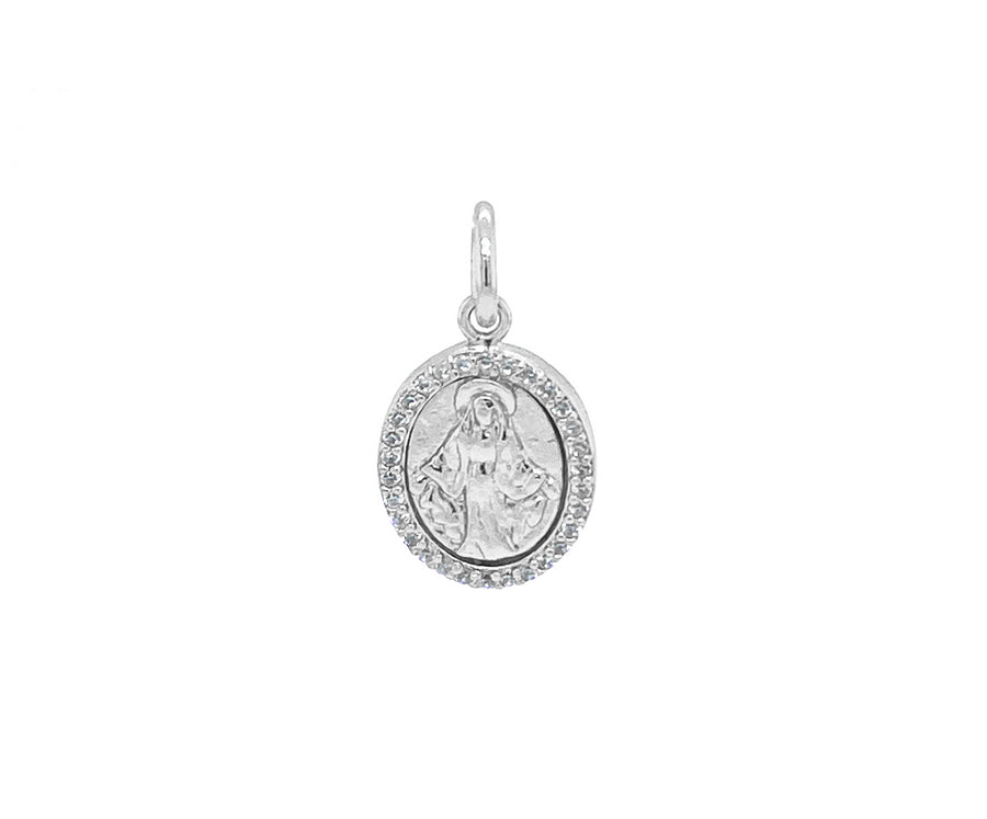 Oval Sterling Silver Miraculous Mother Pendant