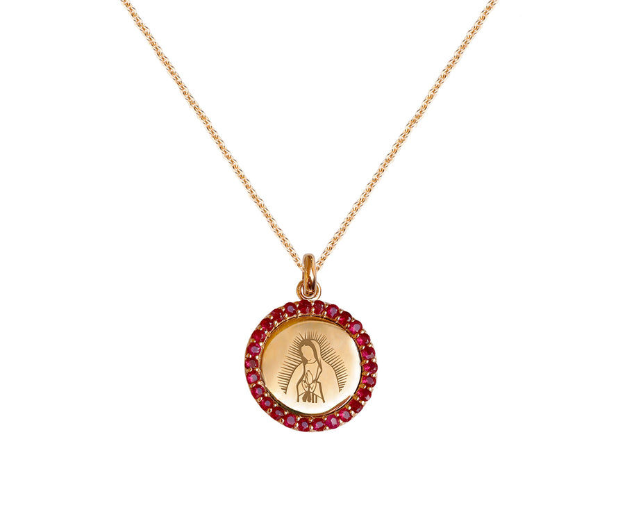 Medal Our Lady of Guadalupe | Virgen de Guadalupe Gold & Gemstones