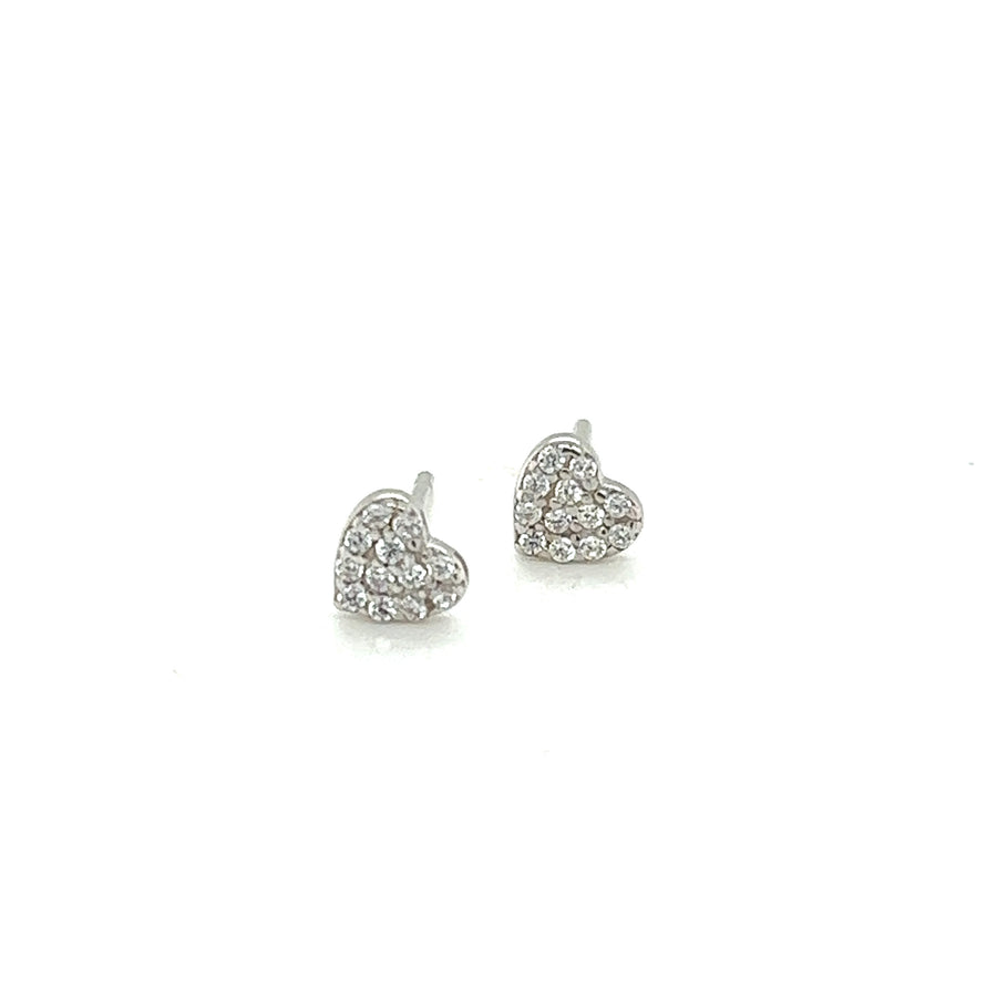 Zirconia Sterling Silver Heart Earrings