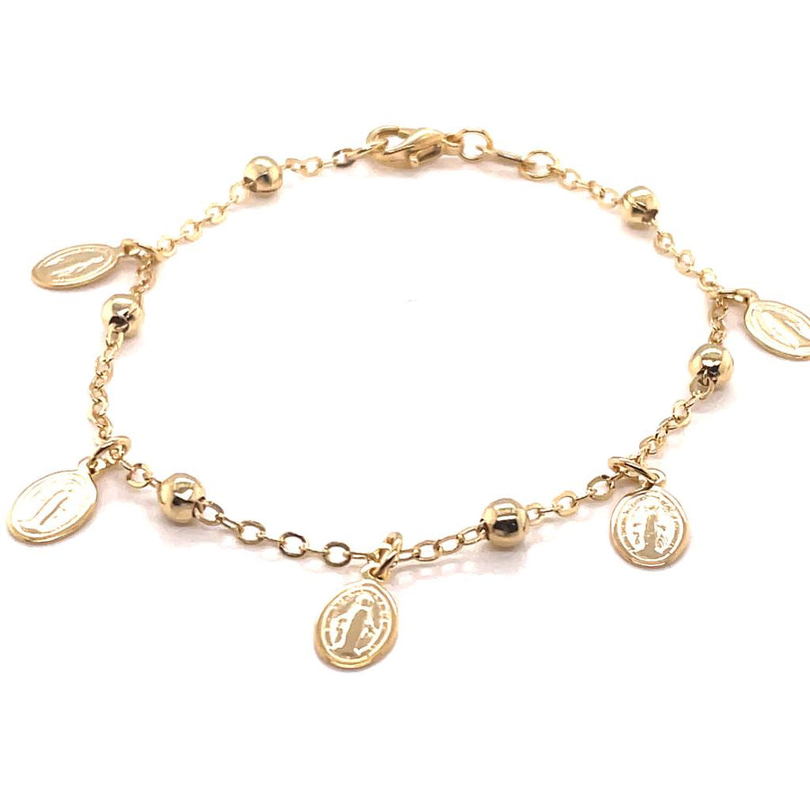 Beads & Miraculous Medal Silver Plated Bracelet