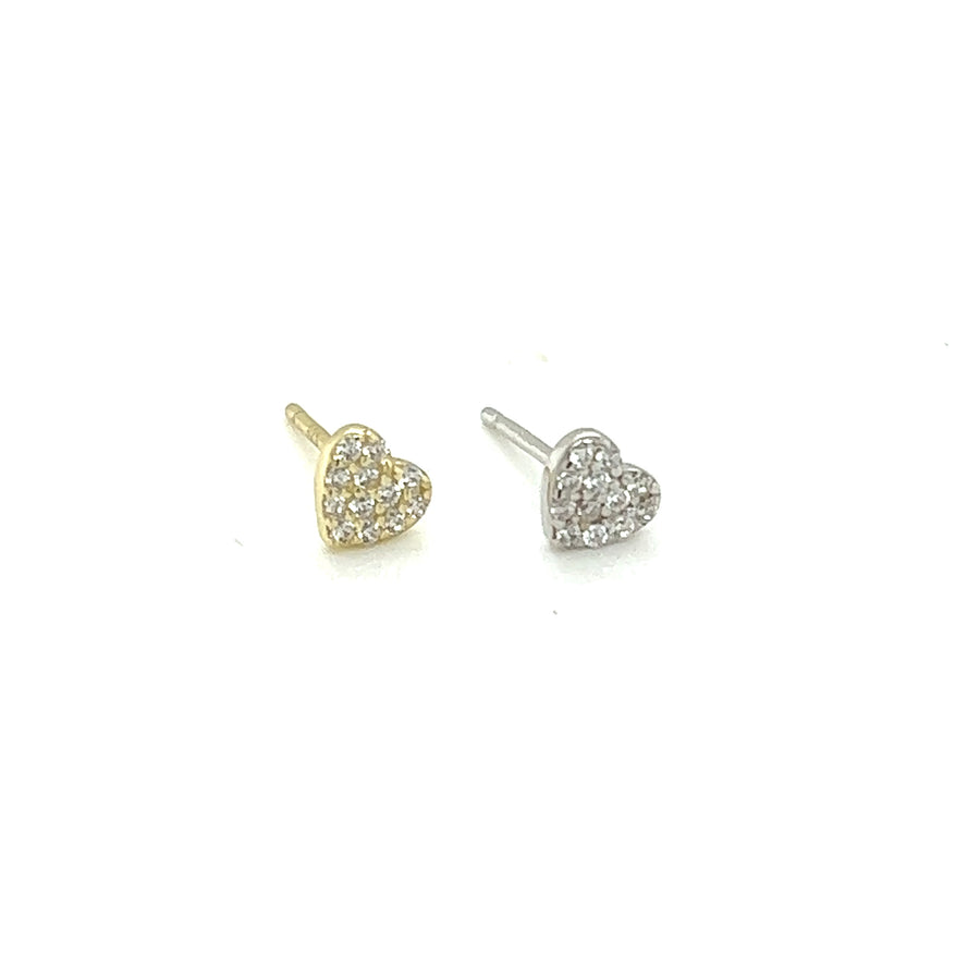 Zirconia Sterling Silver Heart Earrings