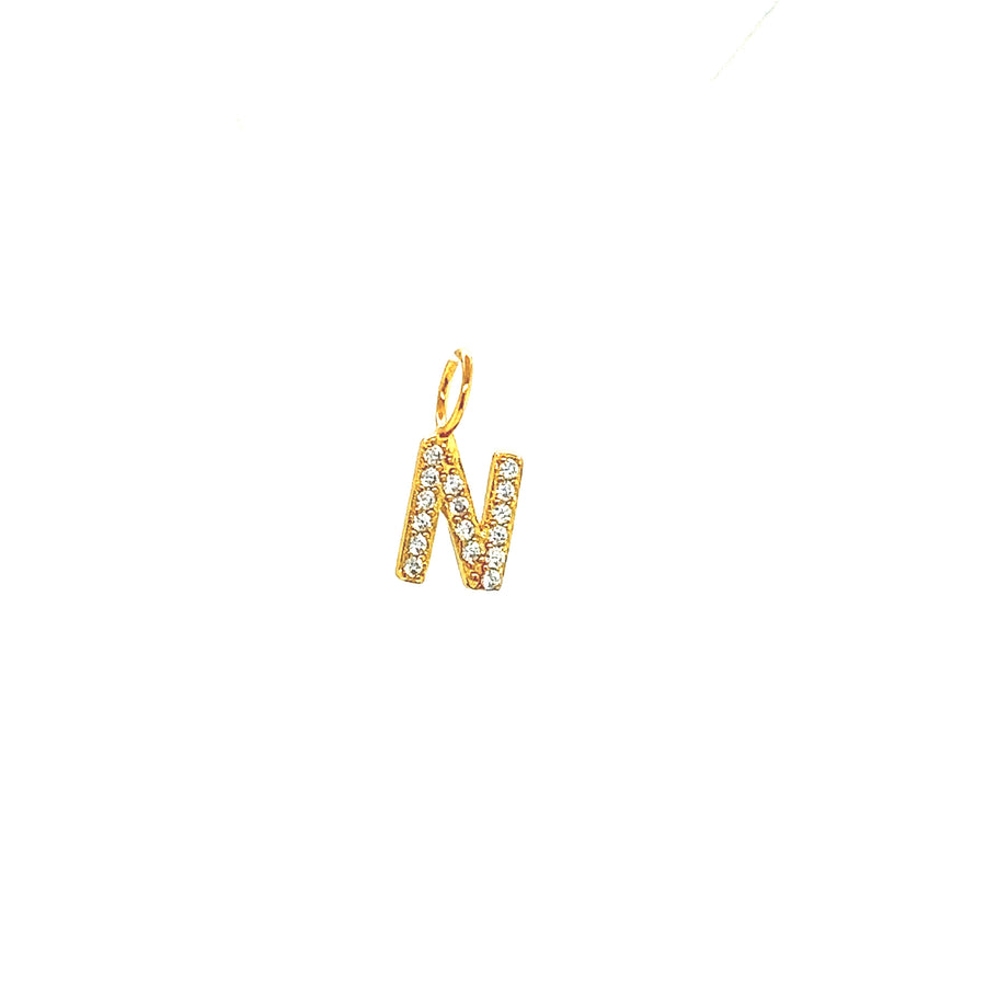 Gold Plated Initial White Zirconia Charms
