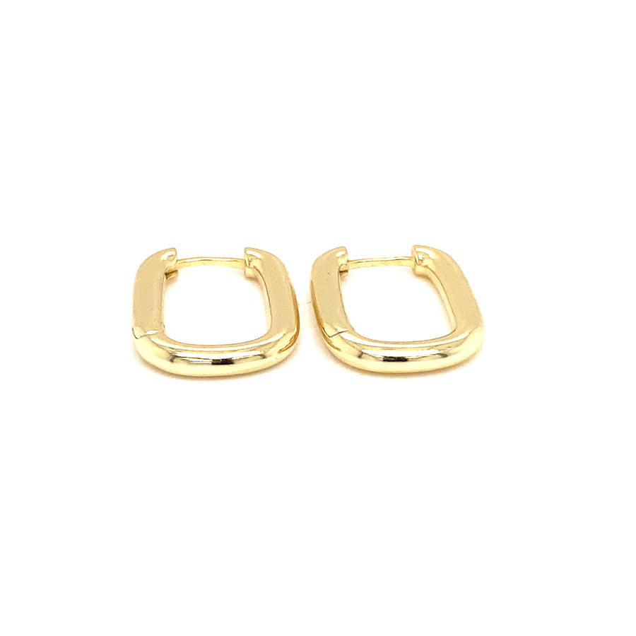 Rectangular Hoop Sterling Silver Gold Plated Earrings