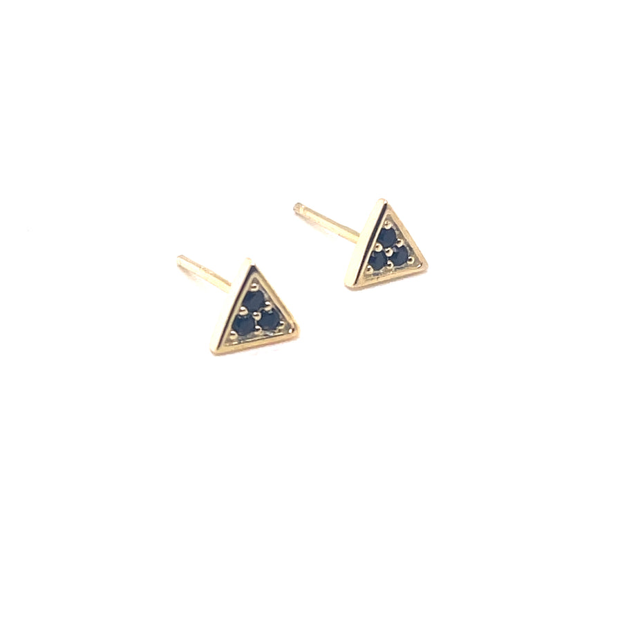 Triangle Blue Zirconia  Studs Sterling Silver Earrings