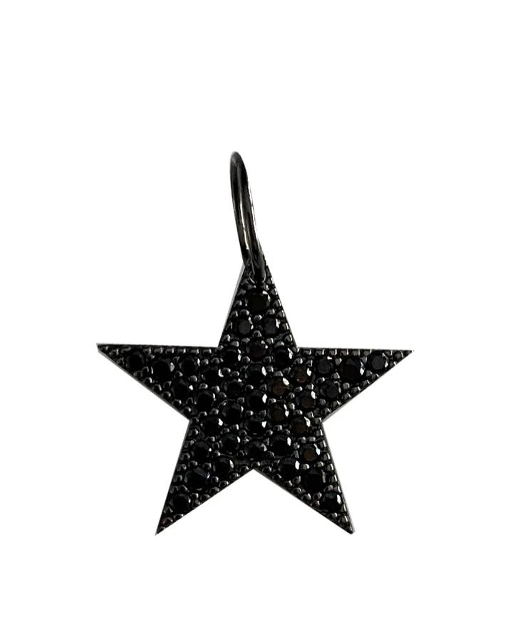 Sterling Silver Black Zirconia  Star Charm