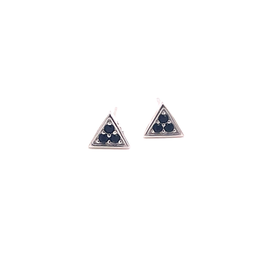 Triangle Blue Zirconia  Studs Sterling Silver Earrings