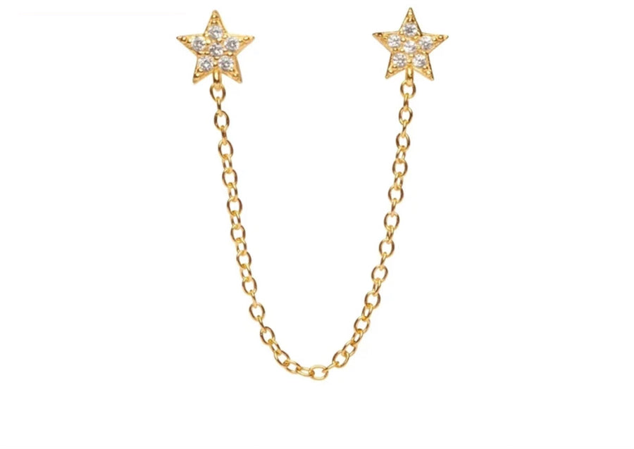 Sterling Silver Gold Plated Star  Earring