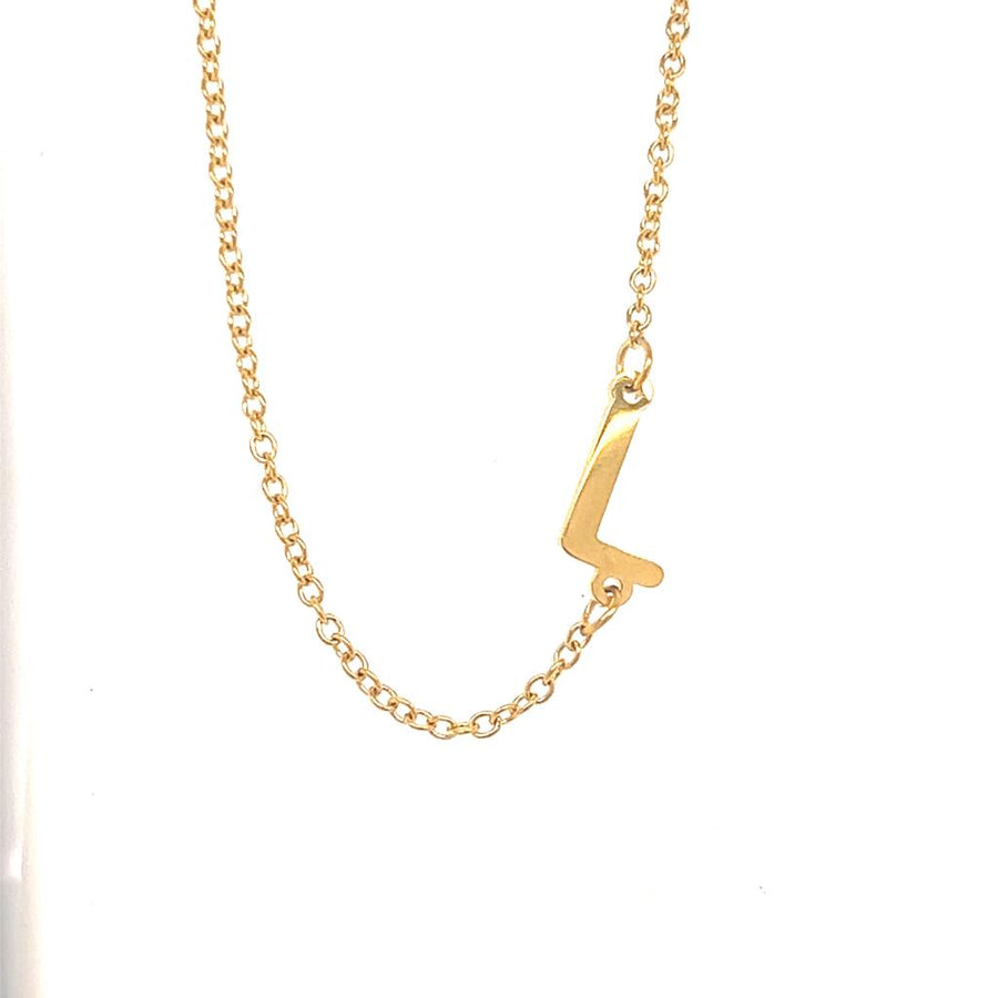Stainless steel Gold Plated  Sideway Initial Necklace