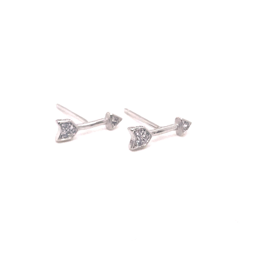Arrows Studs with Zirconia  Sterling Silver Earrings