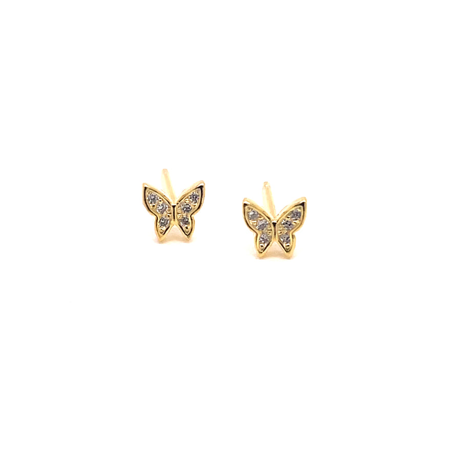 Butterfly mini Zirconia  Studs Sterling Silver Earrings